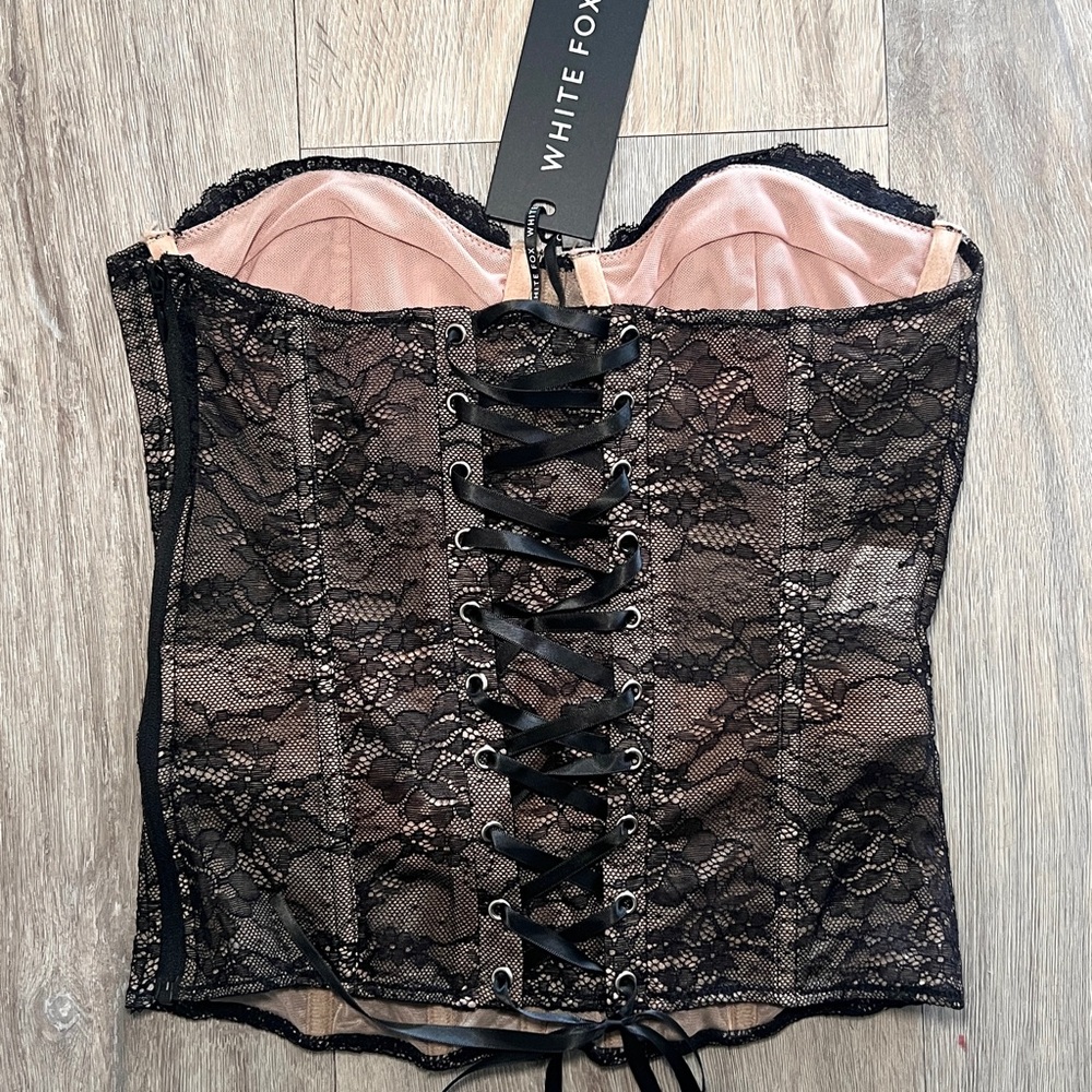 SOLD NEW - White Fox Black Lace Bustier Size Small - Picture 6 of 8